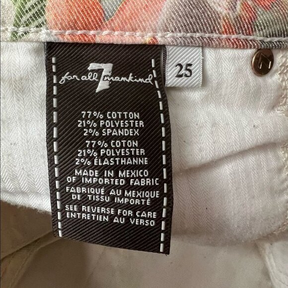 7 For All Mankind Cropped Floral Print Skinny Jeans Size 25 - Picture 9 of 10